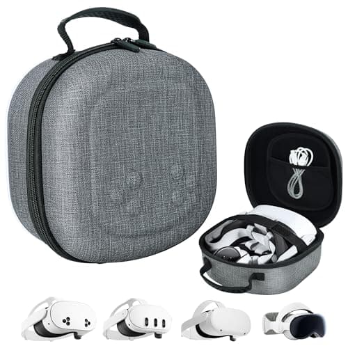 Fosmon Carrying Case for Meta Quest 3/Quest 3S /Oculus Quest 2/Steam Frame/Vision Pro Original Head Strap VR Headset and Controller Accessories, Soft Lining Hard Carry Case for Travel Home Storage