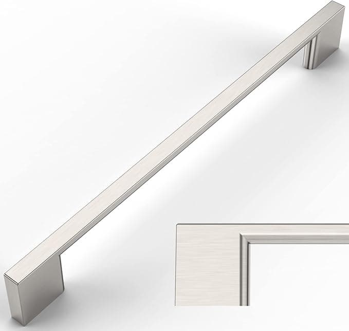 Amerdeco 10 Pack Brushed Satin Nickel Cabinet Pulls 10 Inch(254MM) Hole Centers Kitchen Cabinet Handles Cabinet Hardware Kitchen Handles for Cabinets Cupboard Handles Drawer Pulls ZH0060