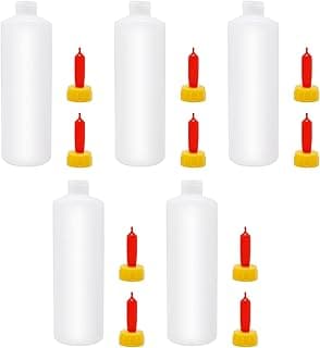 5 Sets of 500ml Small Mouth Feeding Bottles + 10 Teats Lamb Feeding Bottles Livestock Drinking Bottles Goat Milk Bottles Lamb Nursing Bottles Milk Feeding Bottles for Farms