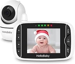 HelloBaby Baby Monitor, Video Baby Monitor with Camera Remote Pan-Tilt-Zoom, 3.2 inches Screen, Infrared Night Vision, Two Way Audio, Temperature Display, Smart VOX Mode