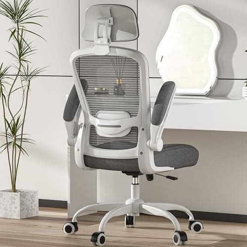 Mimoglad Office Chair, Comfy Desk Chair - High Back Ergonomic Computer Chair with Adjustable Lumbar Support & Headrest, Flip-up Armrests for Guitar Playing, Swivel Task Chair for Home Office