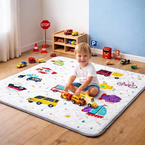 Jinrobabes Baby Play Mat 79" X 71", Non-Slip Baby Play Mats for Floor, Premium Foam Foldable Baby Crawling Mat, Extra Large Activity Playmats for Babies, Toddlers, Infants, Play & Tummy Time