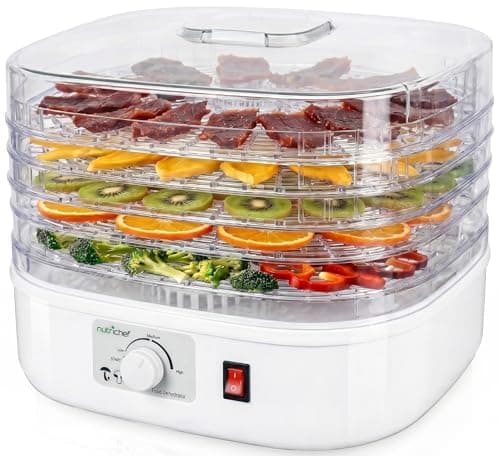 Nutrichef Food Dehydrator Machine | Dehydrates Beef Jerky, Meat, Food, Fruit, Vegetables & Dog Treats | Great For At Home Use | High-Heat Circulation for Even Dehydration | 5 Easy to Clean Trays
