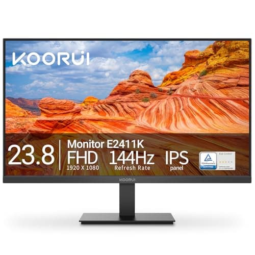 KOORUI 24 Inch Monitor, 144Hz IPS FHD (1920 x 1080) 99% sRGB 1000:1,Adaptive Sync,Computer Monitors with HDMI/VGA,100 x 100 mm VESA Mountable, Eye Care, Black