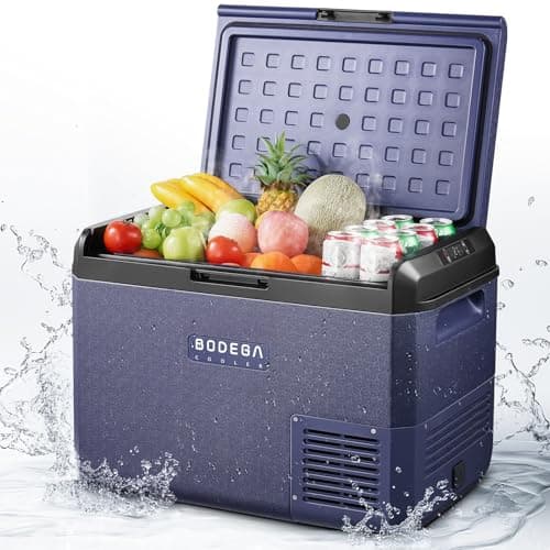 BODEGACOOLER 12v Car Refrigerator, 53QT(50L) IPX4 Waterproof Electric Cooler, APP Control Car Fridge with 12/24V DC 110-240V AC, -4℉~68℉, Portable Freezer for Truck Van RV Camping, Travel,Home