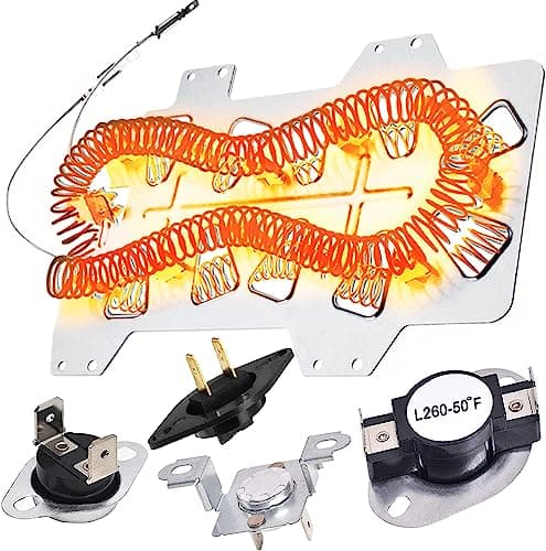 2026 UPGRADE Dryer Heating Element for Samsung dv42h5000ew/a3 dv45h7000ew/a2 dv48h7400ew/a2 DC47-00019A Dryer Heating Element DC47-00018A Thermostat DC47-00016A DC32-00007A DC96-00887A Thermal fuse