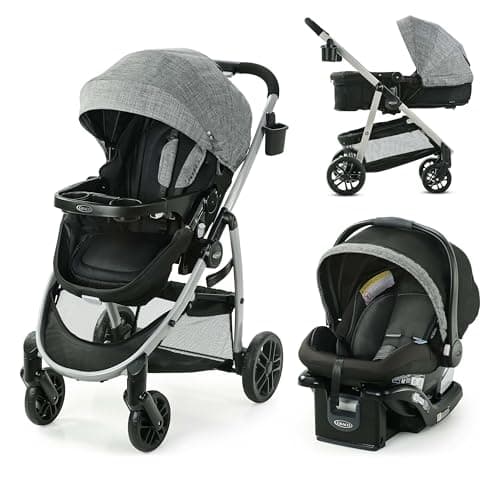 Graco Modes Pramette Travel System, 3-in-1 Baby Stroller and Car Seat Combo with SnugRide SnugLock 35 Infant Car Seat, Rear-Facing from 1.8-16 kg (4-35 lb), Ellington