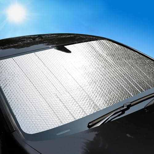 Car Windscreen Sun Shade for Hyundai Kona 2017–2025 2026 OS/SX2, Reflective Aluminum Foil Bubble Shield, Scientific Heat Insulation, Foldable Accordion Visor with Suction Cups