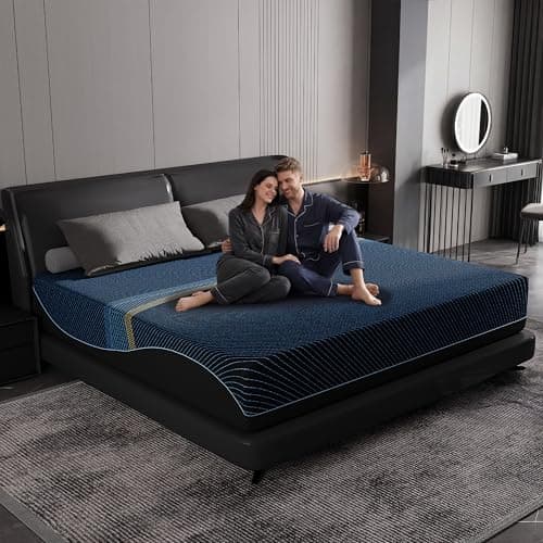 King Mattress, 10 Inch Cool Gel Memory Foam Mattress Medium-Firm, Pressure Pain Relief, Good Comfort Support No Sinkage, Mattress Bed in a Box No Fiberglass with Removable Cover Bamboo Charcoal Layer