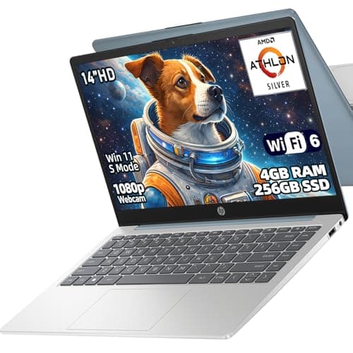 HP 14" Laptop for Students and Business, AMD Athlon 7120, 4GB RAM, 256GB SSD, Windows 11 S Mode, 1080p Webcam, Wi-Fi 6, Moonlight Blue, 1 Year Microsoft 365