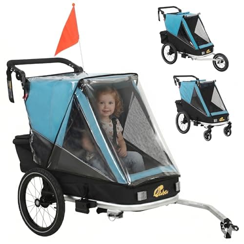 Qaba Bike Trailer for Kids 3-in-1 Foldable Converts to Stroller Jogger