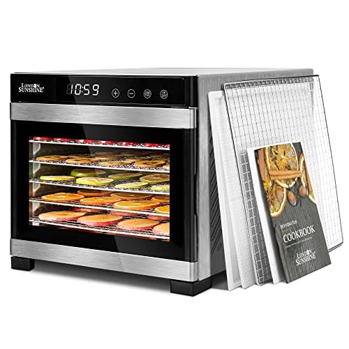 London Sunshine Premium Food Dehydrator - Double Wall Stainless Steel 6 Trays with Digital Touch Panel Control (Bonus: Upgraded with 6 BPA Free FINE MESH Plus Recipe Book)