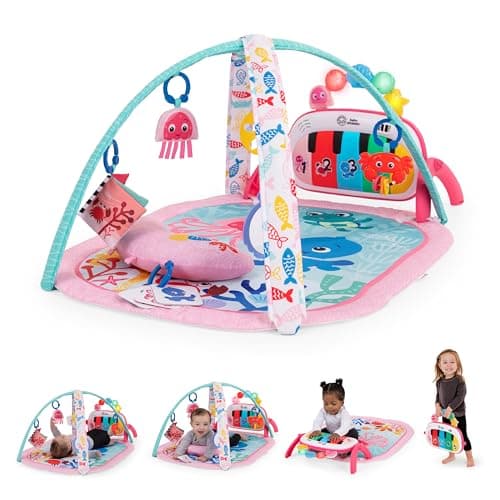 Baby Einstein Ocean Explorers 4-in-1 Kickin’ Tunes Jellyfish Jamboree Music & Language Discovery Gym, Pink, Ages 0 Months and Up