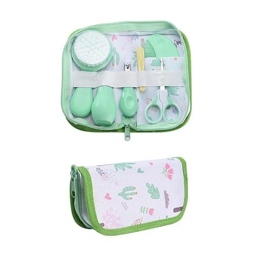 Baby Grooming Kit, Infant Safety Care Set with Hair Brush Comb Nail Clipper Nasal Aspirator,Baby Essentials Kit for Newborn Girls Boys (Green)