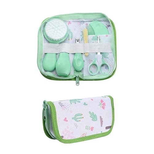 Baby Grooming Kit, Infant Safety Care Set with Hair Brush Comb Nail Clipper Nasal Aspirator,Baby Essentials Kit for Newborn Girls Boys (Green)