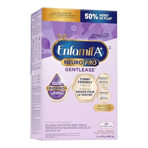Enfamil A+ NeuroPro Gentlease, Baby Formula, Powder Refill Carton, with Brain Building DHA, 0+ Months, 2 x 431g (862g)