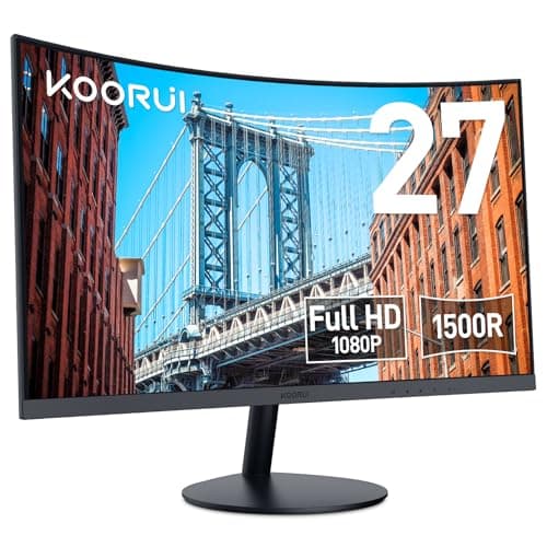 KOORUI 27-inch Curved Computer Monitor - Full HD 1080P 144Hz Gaming Monitor 1500R LED Monitor HDMI VGA, Tilt Adjustment, Eye Care, Black 27N5CA