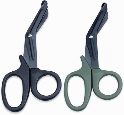Medical Shears 2 Pcs, SWKJ Trauma Bandage Scissors,Nurses First aid Sharp Stainless Steel Saw Tooth Black Green Scissors
