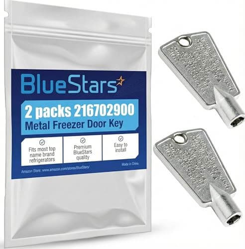 BlueStars Ultra Durable 216702900 Metal Freezer Door Key Compatible with Frigidaire & Kenmore Freezers - Replaces 297147700 AP4071414 AP2113733 AP4301346 PS1991481 6599905 12849 - Pack Of 2