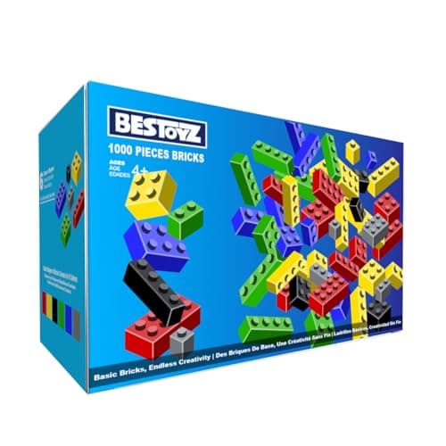 1000 Classic Building Bricks, Bulk Basic Blocks Pieces (Regular 6 Color)