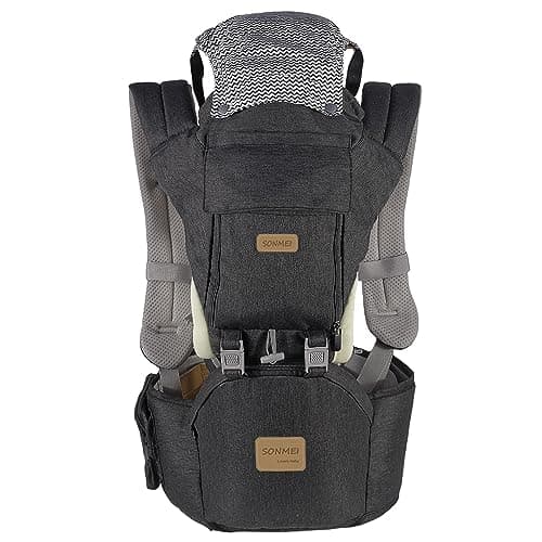 Ergonomic Baby Carrier with Hip Seat, 360° Positions, Soft and Breathable, All Seasons, for Newborns and Toddlers, Hiking Shopping Travelling