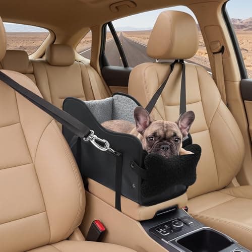 RedSwing Dog Car Seat for Small Dogs, Portable Pet Booster Seat with Safety Strap & Washable Pad, Foldable Console Car Seat for Travel, Non-Slip Dog Carrier for Cars