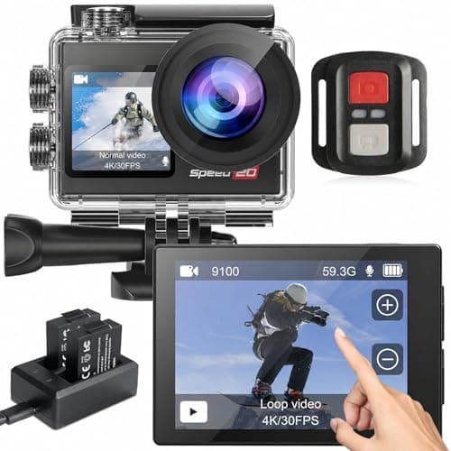 Action Camera 4K 30FPS Underwater Camera, Speed 20 Waterproof Camera Underwater 131FT, with Stabilization 5X Zoom 170° Wide Angle