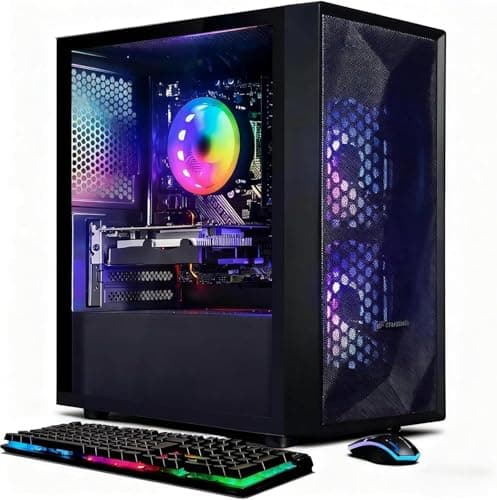 STGAubron Gaming PC Computer Desktop, Intel Core i5 up to 3.7Ghz, Radeon RX 550, 16G RAM, 512G SSD, WiFi, BT 5.0, RGB Fan x2, Windows 11 Home