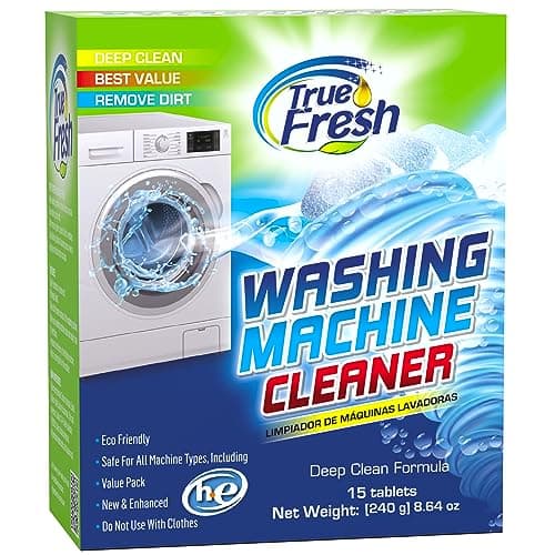 True Fresh Washing Machine Cleaner Tablets, Solid Deep Cleaning Tablet, Finally Clean All Washer Machines Including HE Front Loader Top Load- 15 pack