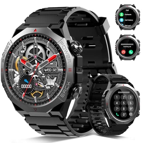 Military Smart Watch for Men (Answer/Make Calls), 1.39" HD Touchscreen Fitness Tracker with Sleep Heart Rate Step Monitor, 110+ Sport Modes, IP68 Waterproof Smartwatch, Black