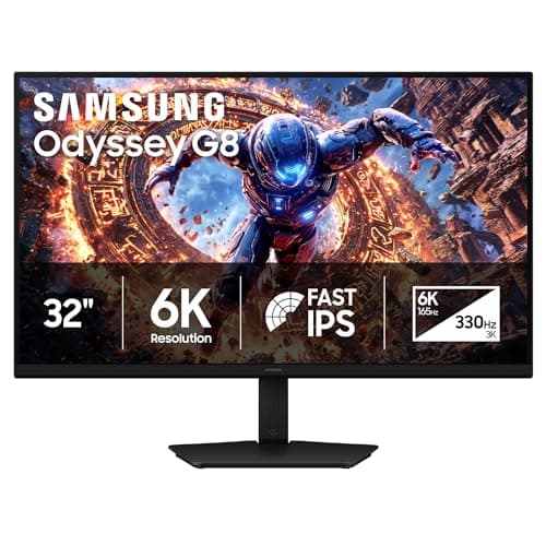 SAMSUNG 32 inch Odyssey G8 6K IPS Gaming Monitor DLG 6K 180 3K 330Hz 1ms HDR10+ Gsync Freesync DP, HDMI, USB-C - (LS32HG802ESXZA) [Canada Version]