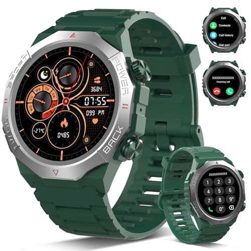 Military Smart Watches for Men with Bluetooth Call, 1.39"HD Tactical Fitness Watch, 24/7 Heart Rate Sleep Monitor, Smart Watch for Men 110+ Sport Modes,30Day,IP68 Waterproof Smartwatch for Android iOS