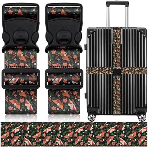 Luggage Straps for Suitcases, Travel Adjustable Belt with Quick Release Buckle, Heavy Duty Nylon Bag Packing Strap, Unique Bright Identifiers Business Travel Accessories (2 Pack)-Flower Butterfly