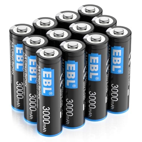 EBL 1.5V Lithium AA Batteries 12 Pack, 3000mAh Non-Rechargeable, Long-Lasting Double A Batteries for Blink Camera