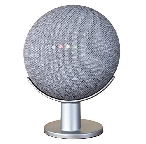 Mount Genie Google Home Mini Pedestal: Improves Sound Visibility and Appearance - Cleanest Mount Holder Stand for Google Mini - Designed in USA (Silver)