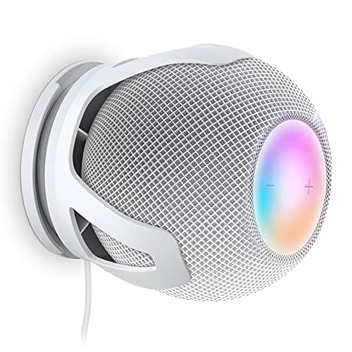 PlusAcc Wall Mount Holder for Homepod Mini - Stand Holder Compatible with Homepod Mini with Cord Management, Space Saving Accessories, No Muffled Sound (White)