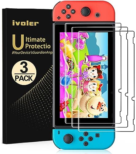 [3 Pack] Screen Protector Tempered Glass for Nintendo Switch, iVoler Transparent HD Clear Anti-Scratch Screen Protector Compatible Nintendo Switch