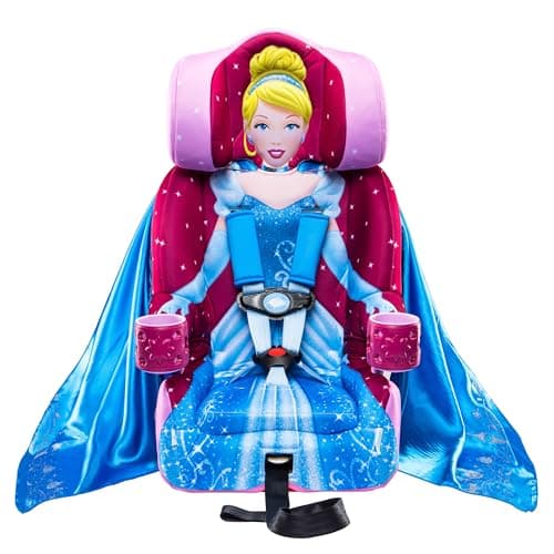 2-in-1 Car Seat by KidsEmbrace | Forward-Facing Harness (26.5–65 lbs) & Booster Mode (40–100 lbs) | Latch Equipped | Premium Fit with Multi-Position Headrest, Harness & Recline (Cinderella (Pink))