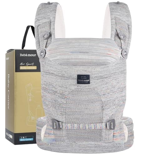 Bebamour Baby Carrier Adjustable Baby Wrap Carrier 3-in-1 Baby Carrier Front and Back Carry (New Grey)