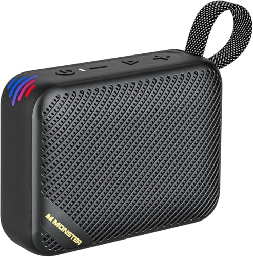 Monster S360 Portable Bluetooth Speaker, IPX7 Waterproof, Bluetooth 6.0, 20H Playtime, Powerful Stereo Sound, Support TF Card, Clear Hands-Free Calling Speaker for Home, Outdoors and Travel, Black