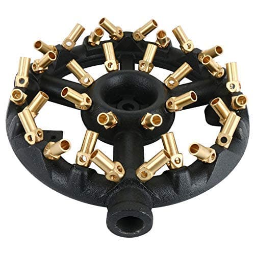 Homend Natural Gas Jet Burner For Chinese Wok Range, Grilling, Stir Fry - Cast Iron Body Round Nozzle Jet Burner with 32 Brass Tips - Up 160,000 BTU (Natural Gas, 32 Tips, 1.2mm Hole)