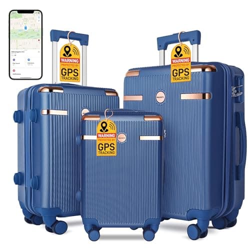 IMGadgets Luggage Set 3 Piece (20"/24"/28") with Air Tracker Tag | ABS Hard Shell Travel Suitcase Set | TSA Lock, 360° Spinner Wheels, Lightweight Durable Luggage for Airplane Travel