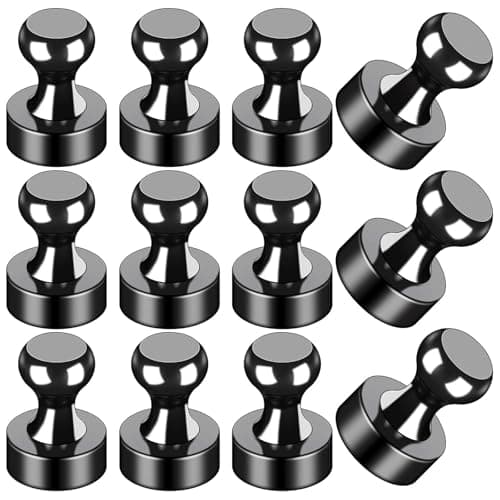 LOVIMAG Refrigerator Magnets, Fridge Magnets, Metal Magnets Black, 12Pcs