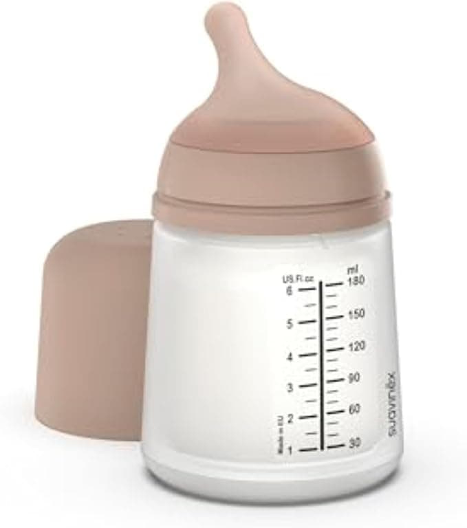 Suavinex Zero Zero Anti Colic Baby Bottle, No 1 Spanish Baby Bottle Brand, Minimize Bottle Rejection & Nipple Confusion, Perfect for Breastfeeding Babies, Medium Tone, Adaptable Flow Nipple, 6 oz
