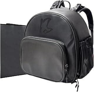 Small Diaper Backpack with 180° Opening,Small Diaper Backpack Bag with 23"*12"Changing Pad, 2*Insulated Pockets, Stroller Straps, for Excursions Short Quickly Day Out, Artificial Leather