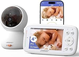Smart WiFi Baby Monitor,Video Baby Camera with 360° View, 4" IPS Screen, Night Vision, app & Monitor Control, Motion&cry Detection,Two Way Talk,Temperature Sensor,Lullaby