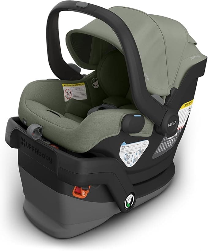 UPPAbaby Mesa V3 Infant Car Seat - Easy Installation + SmartSecure Technology - Attaches to Stroller | Base + Infant Insert Included - Evelyn (Meadow Green)