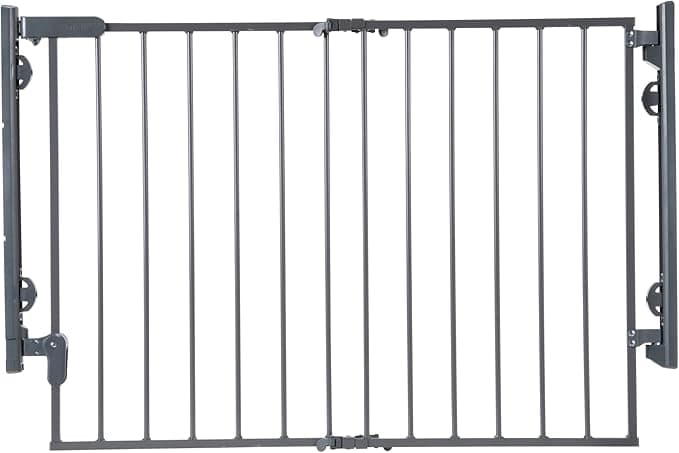 Safety 1st Ready to Install Baby Gate - 29-42" Wide, 30" Tall, Fully Assembled. Hardware Mounted, Swing Open Gate, Top of Stairs, Between Rooms, Easy to Install, Grey