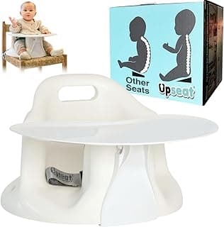 Upseat Baby Floor Seat Booster Chair for Sitting Up with Removable Tray for Meals and Playtime, Developed with Physiotherapists for Safe and Healthy Hip Development and Posture, Made in Canada (Coconut)