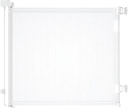 Retractable Baby Gate,Mesh Baby Gate or Mesh Dog Gate,33.6" Tall,Extends up to 55" Wide,Child Safety Gate for Doorways, Stairs, Hallways, Indoor/Outdoor (White 33.6"x55")